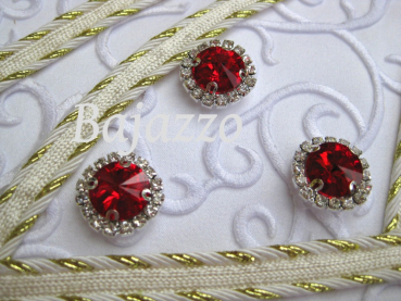 Strass Rund rot eingefasst 12 mm
